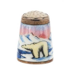 Appraisal: A Norwegian Silver and Enamel Thimble Aksel Holmsen Sandefjord th