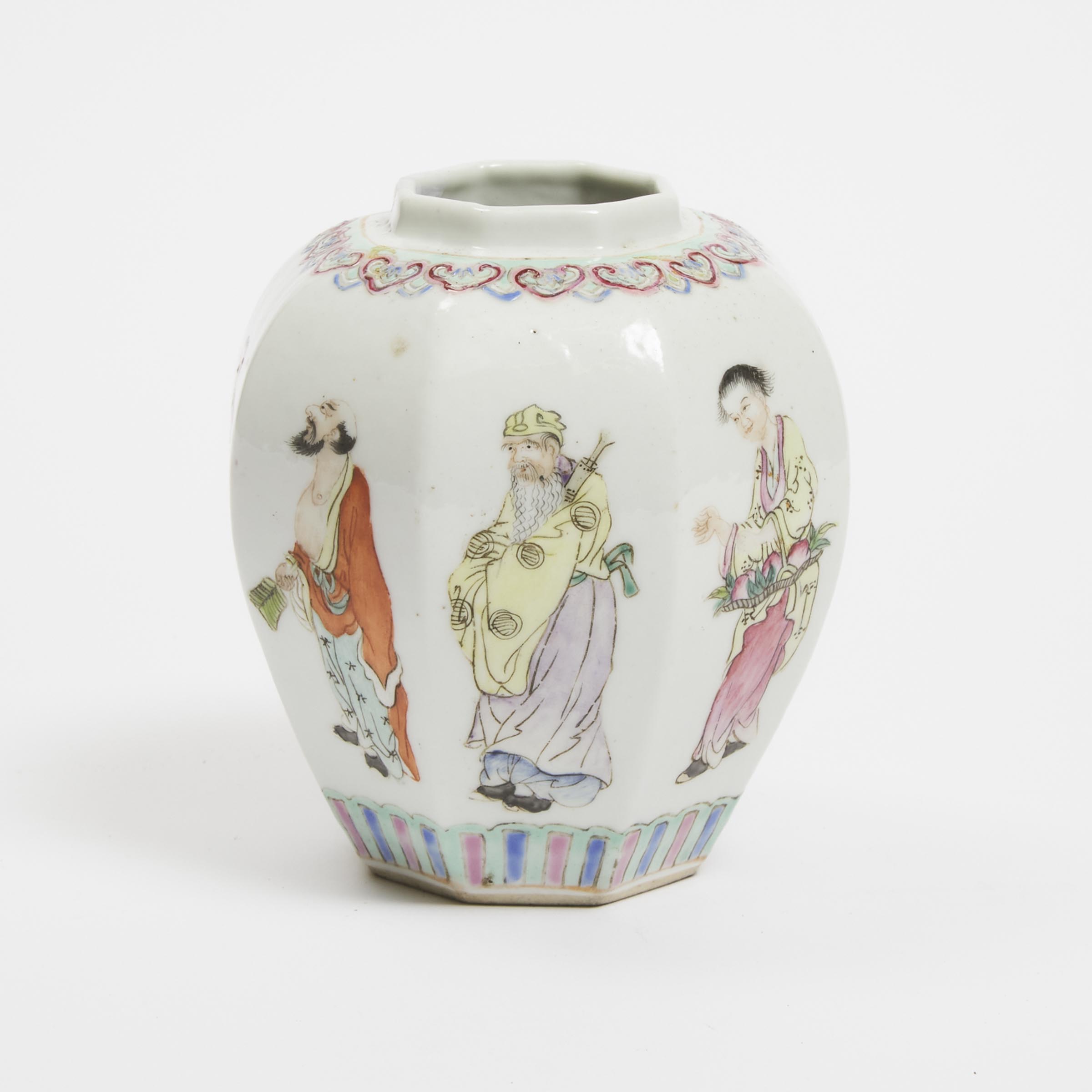 Appraisal: A Famille Rose Octagonal 'Eight Immortals' Jar th th Century