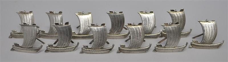 Appraisal: STERLING SILVER PLACE CARD HOLDERS SHIPS Vintage Set of matching