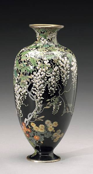 Appraisal: A cloisonne enameled metal vase Meiji Period The tapering ovoid