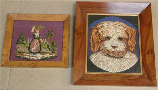 Appraisal: th century needlework panel of a dog by in mahogany