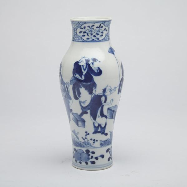 Appraisal: Blue and White Vase Kangxi Mark th Century The exterior