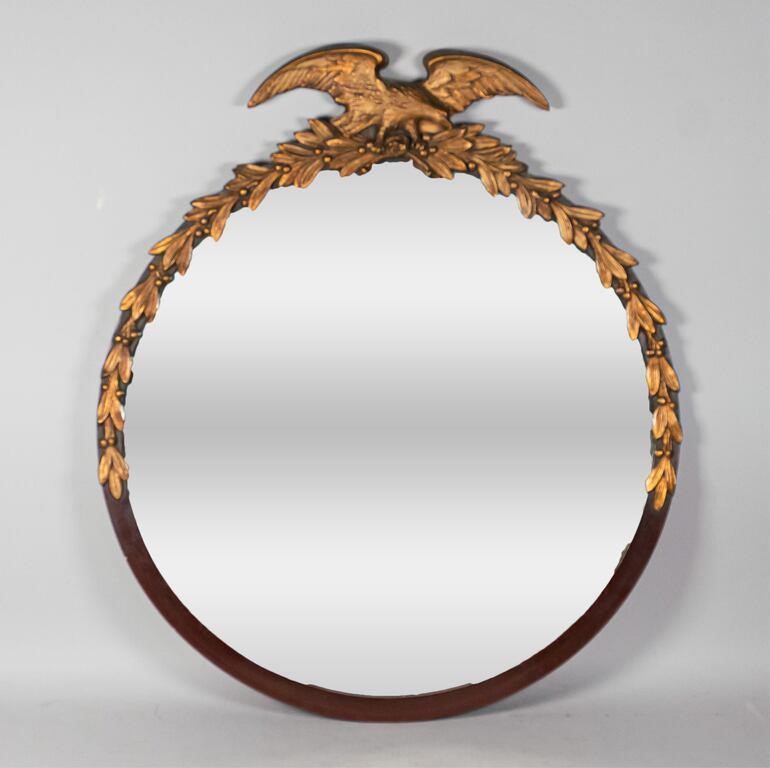 Appraisal: Federal style mirror dark wood frame with gilt wood eagle