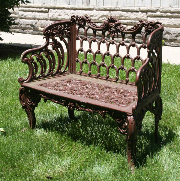 Appraisal: Victorian cast iron garden seat floral and geometric molded frame