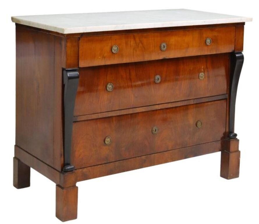 Appraisal: Empire style mahogany commode th c having marble top over