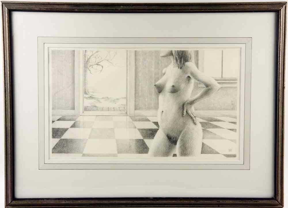 Appraisal: GRAPHITE DRAWING - Standing Female Nude by Marc Maurice with