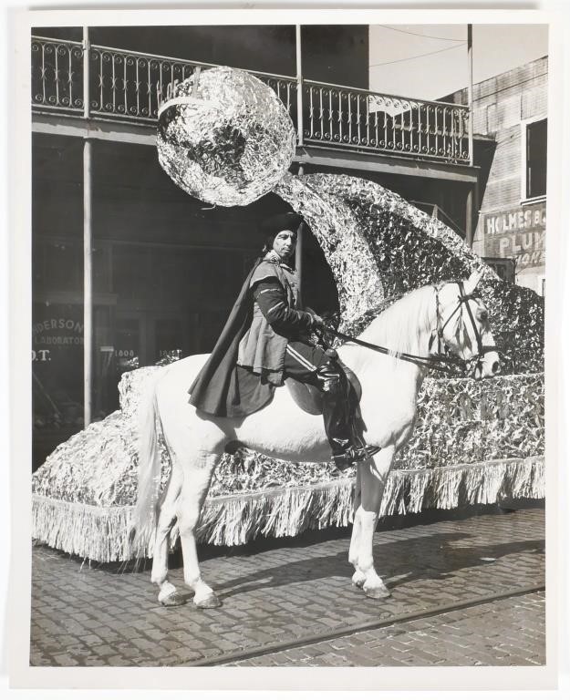 Appraisal: Silver gelatin photo print of a Gasparilla knight on horseback