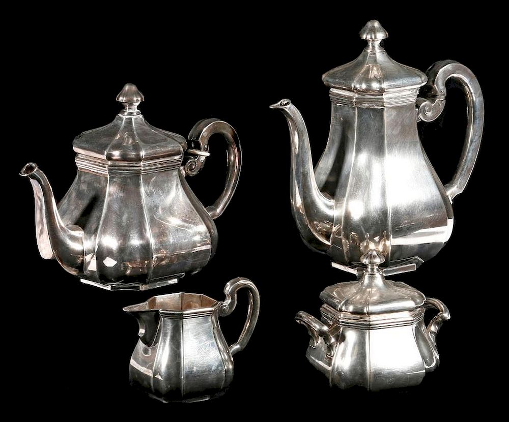 Appraisal: An silver tea and coffee set A continental four piece