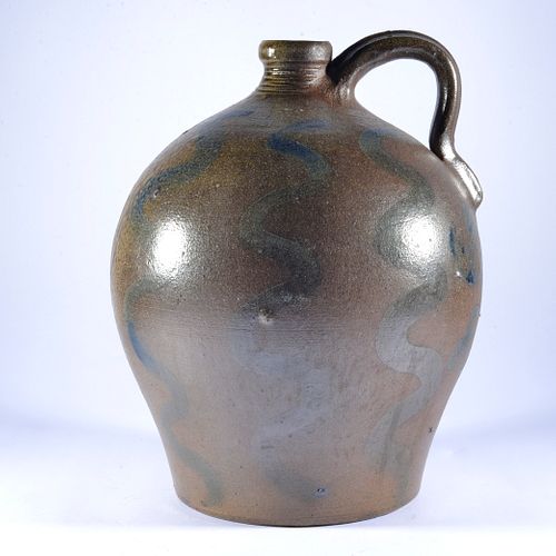 Appraisal: BILLY RAY HUSSEY SALT GLAZE DECORATED JUGsigned on bottom numbered