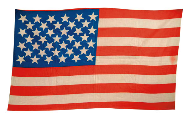 Appraisal: STAR AMERICAN FLAG x Printed cotton flag Canton sits on