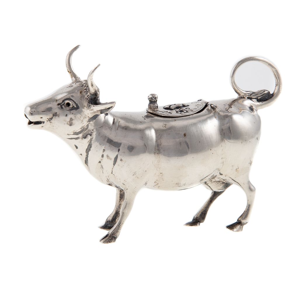 Appraisal: German Silver Cow Creamer Late th century Bucholz Zelt of