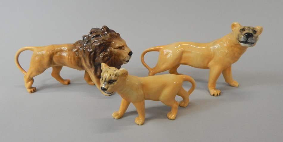 Appraisal: Three Beswick ceramic figures a lion a lioness and a