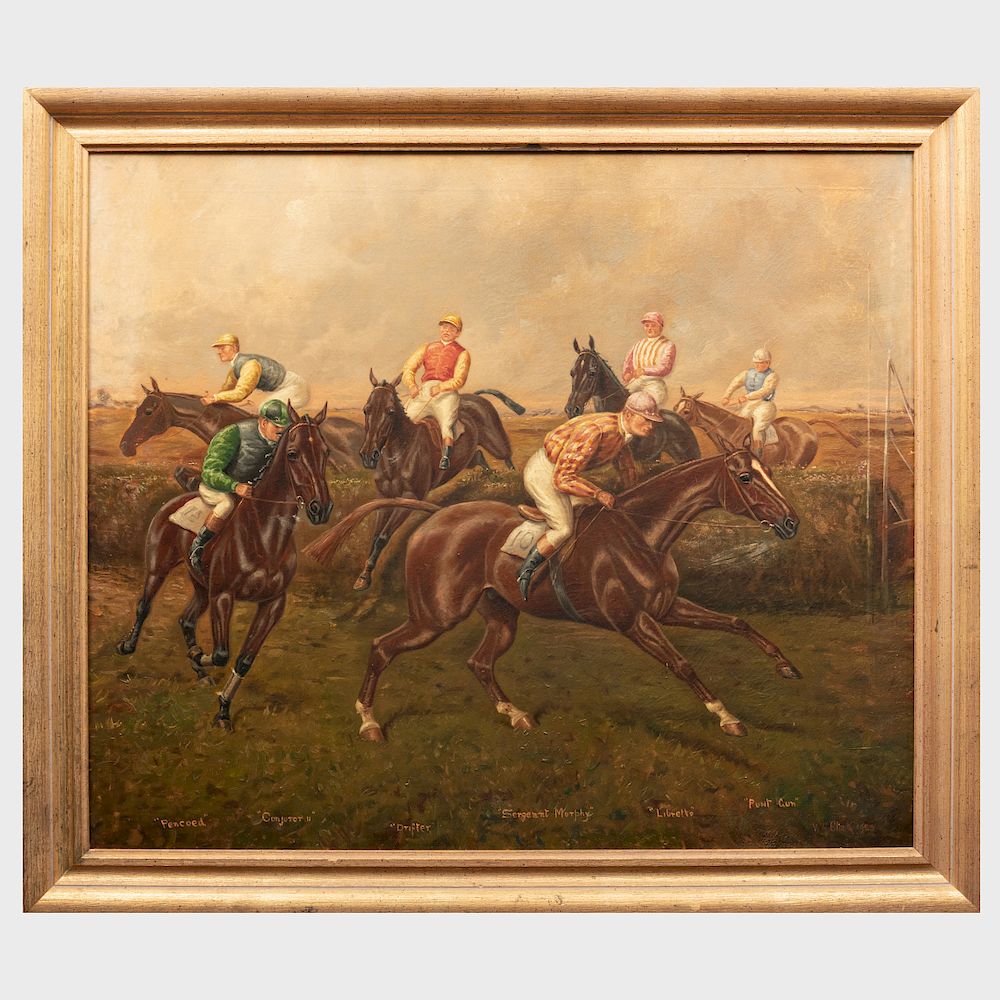 Appraisal: Attributed to William Albert Clark active c - Steeplechase Jockeys