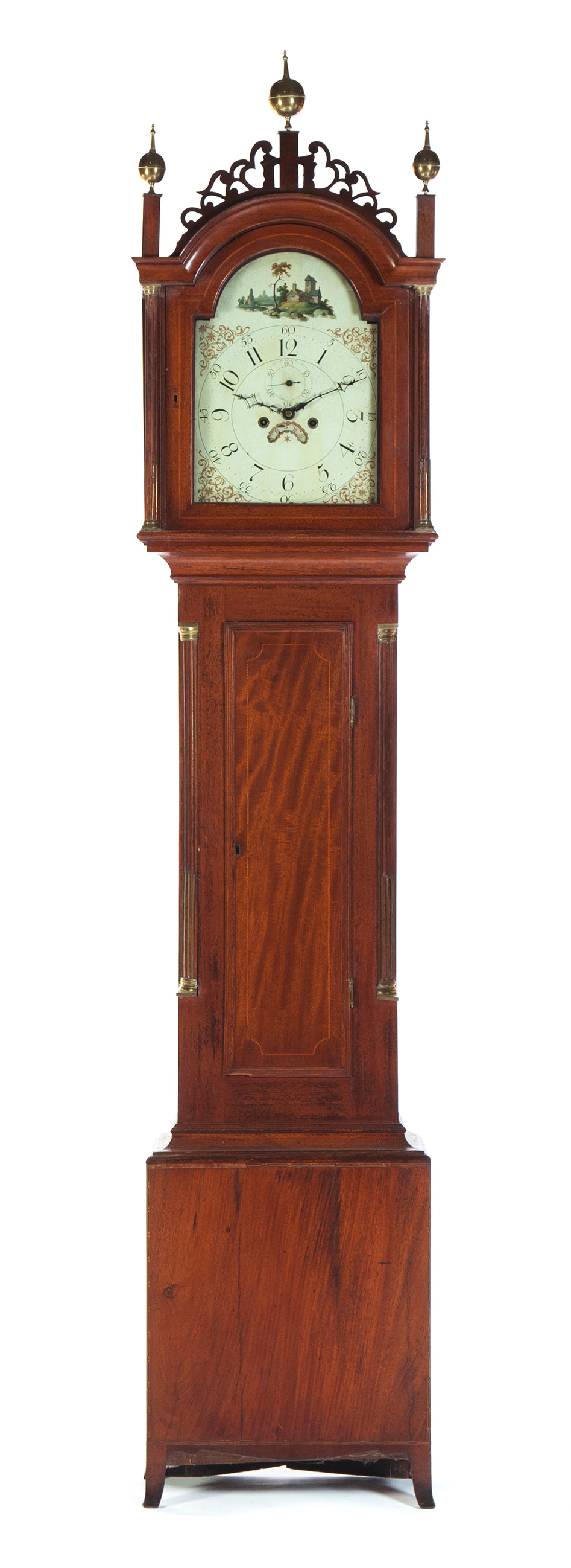 Appraisal: NEW ENGLAND HEPPLEWHITE INLAID TALL CASE CLOCK Case attributed to