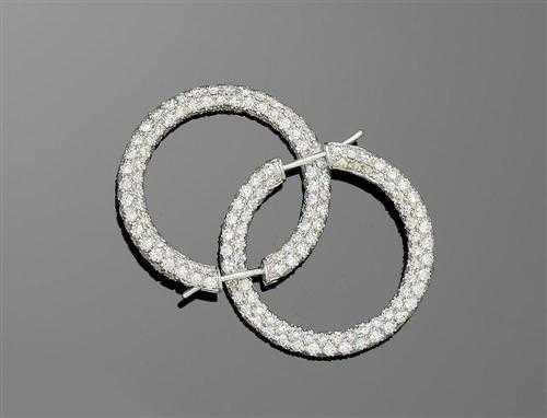 Appraisal: BRILLIANT-CUT DIAMOND CREOLE STUD EARRINGS CORALIE White gold Elegant creole