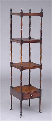 Appraisal: REGENCY MAHOGANY ETAG RE Incorporating square tiers on turned supports