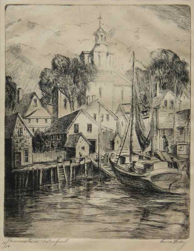 Appraisal: LEEDY Laura American - ''Provincetown Waterfront'' Etching sight size ''