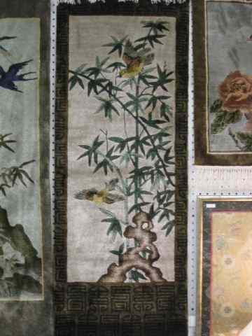 Appraisal: Chinese Silk Handmade Rug bird floral ' '' x '