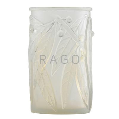 Appraisal: LALIQUE Laurier vase in opalescent glass early th c Engraved