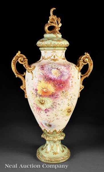 Appraisal: A Monumental Royal Bonn Porcelain Covered Urn c fully marked