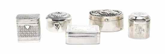 Appraisal: A Collection of Three Diminutive Silver Boxes two of rectangular