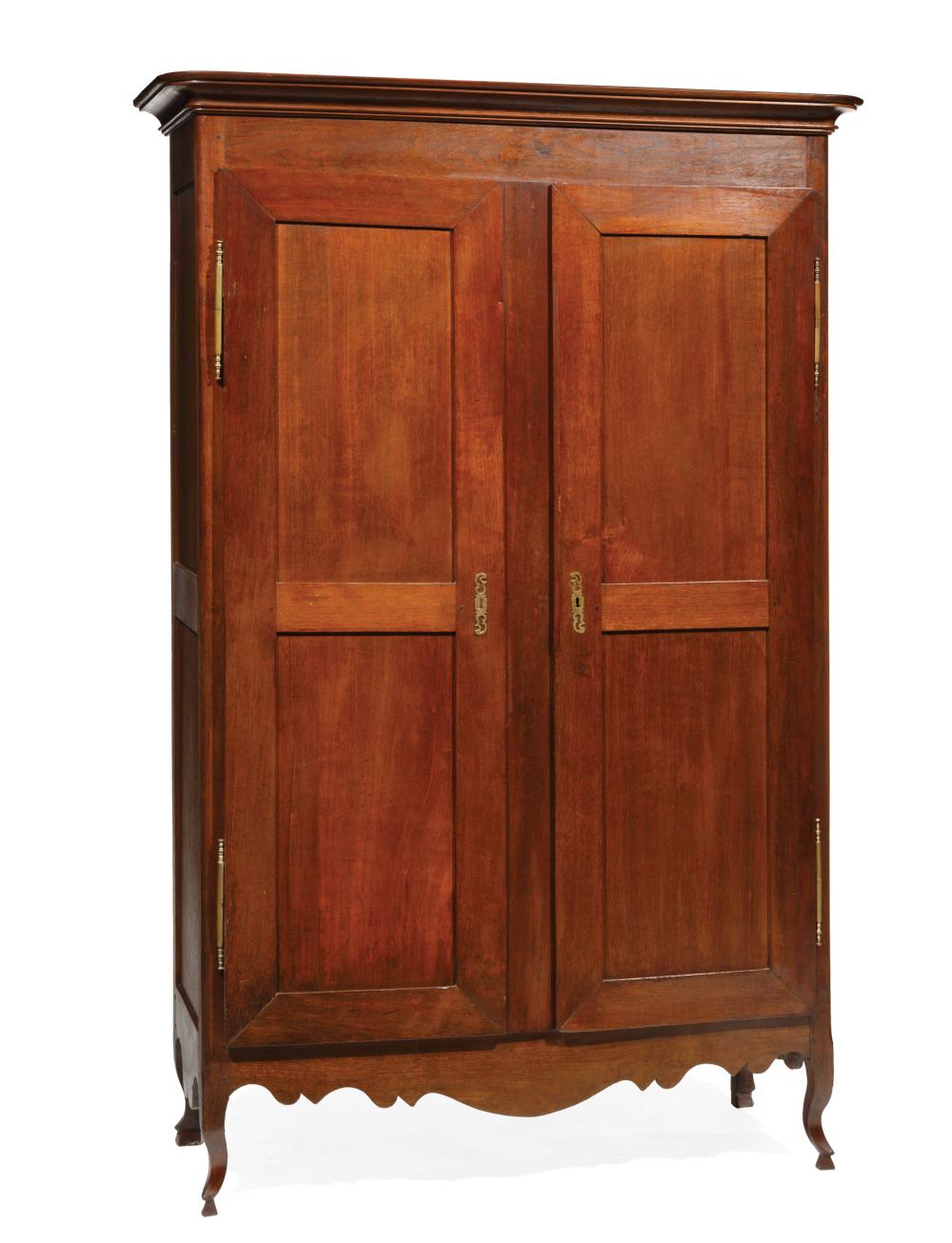 Appraisal: Louisiana Creole Walnut and Cypress Armoire c cove-molded cornice above