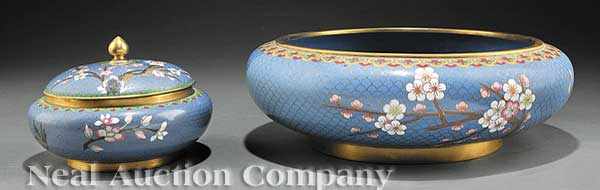 Appraisal: Two Chinese Cloisonn Enamel Vessels including a large bowl and