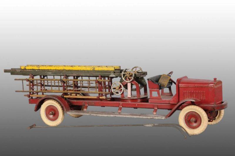 Appraisal: Pressed Steel Kingsbury Aerial Ladder Fire Truck Description American Circa