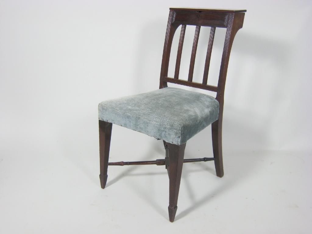 Appraisal: An early th Century mahogany Side Chair having hinged compartment