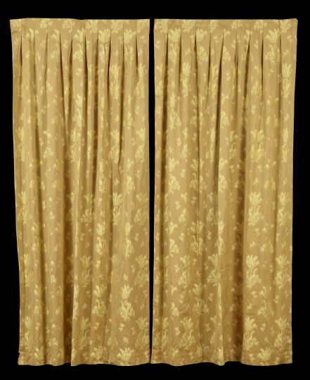 Appraisal: Group of Eight Drapery Panels in gold-on-gold fabric with brass