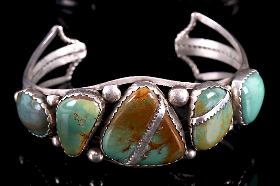 Appraisal: Navajo Royston Turquoise Silver Bracelet For your consideration is a