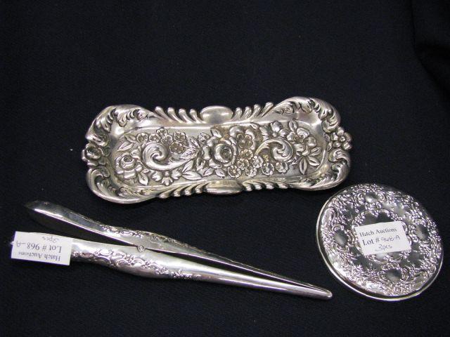 Appraisal: Victorian Sterling Silver Dresser Items floral rectangular tray glove stretcher