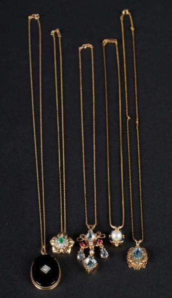 Appraisal: Lot of Jeweled Necklaces Description One is K yellow gold