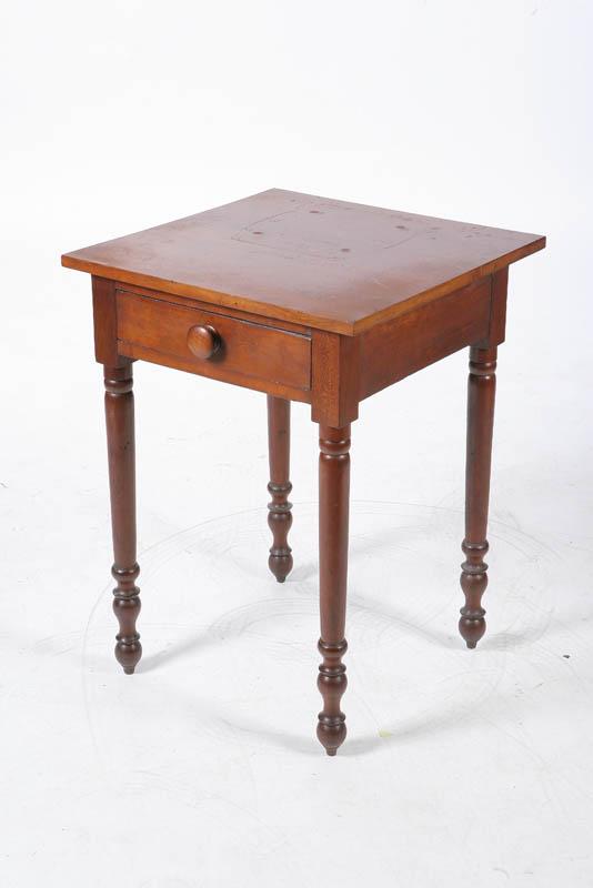 Appraisal: ONE DRAWER STAND Cherry with a wooden pull turned legs