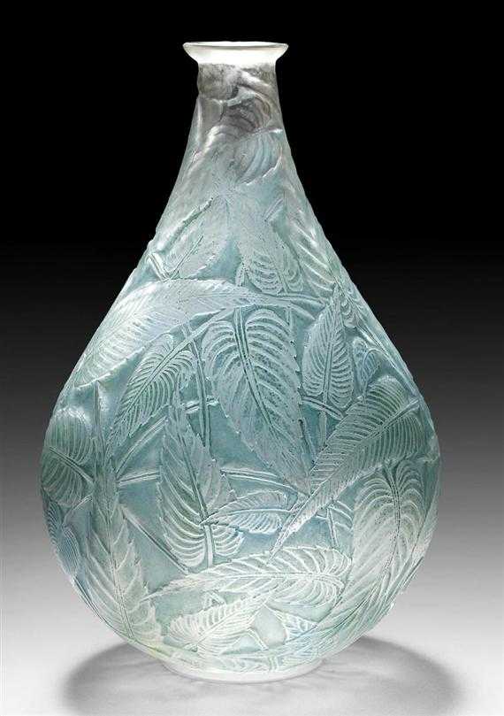 Appraisal: LALIQUE REN SAUGE VASE circa White mould-blown glass with patina