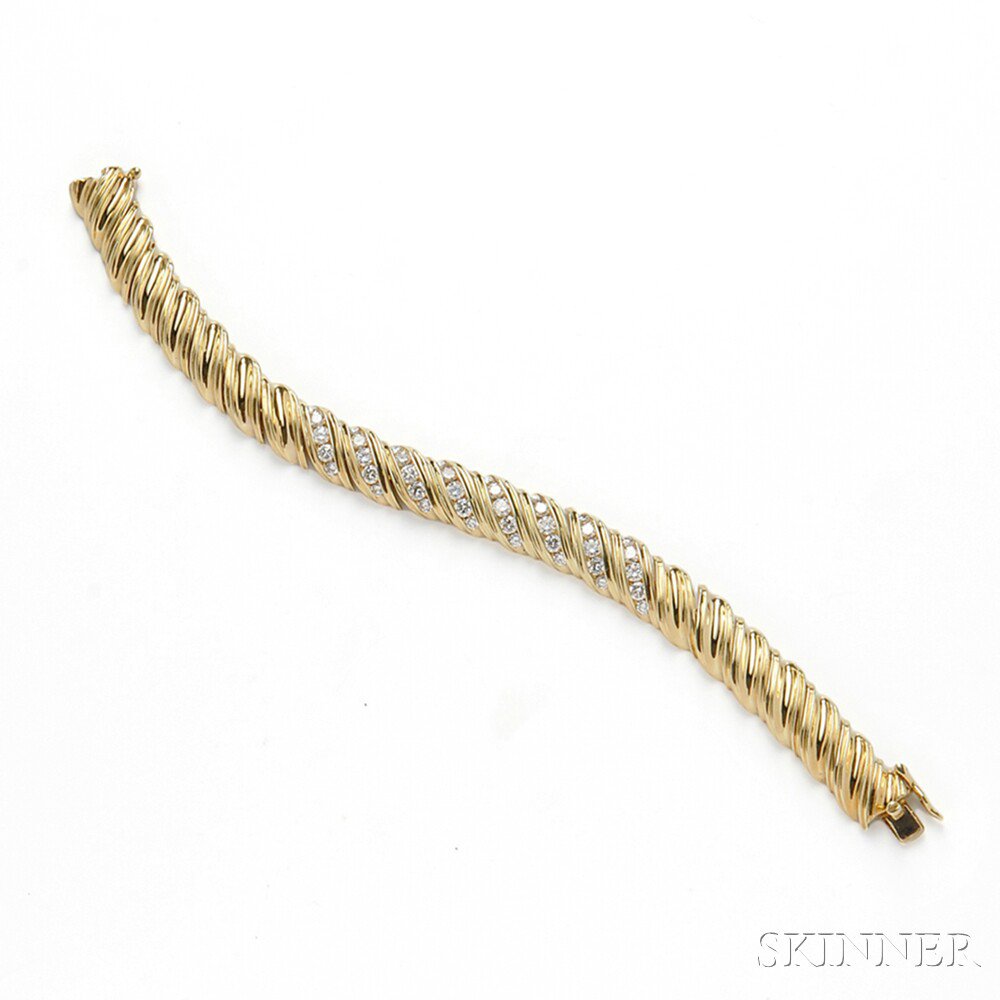 Appraisal: kt Gold and Diamond Bracelet Jose Hess set with full-cut