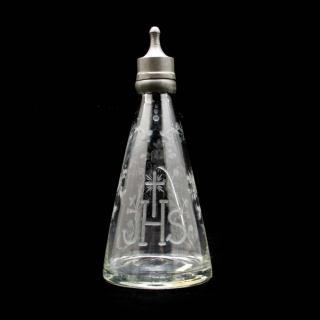 Appraisal: Conical Glass Nursing Bottle mid- th century blown glass etched