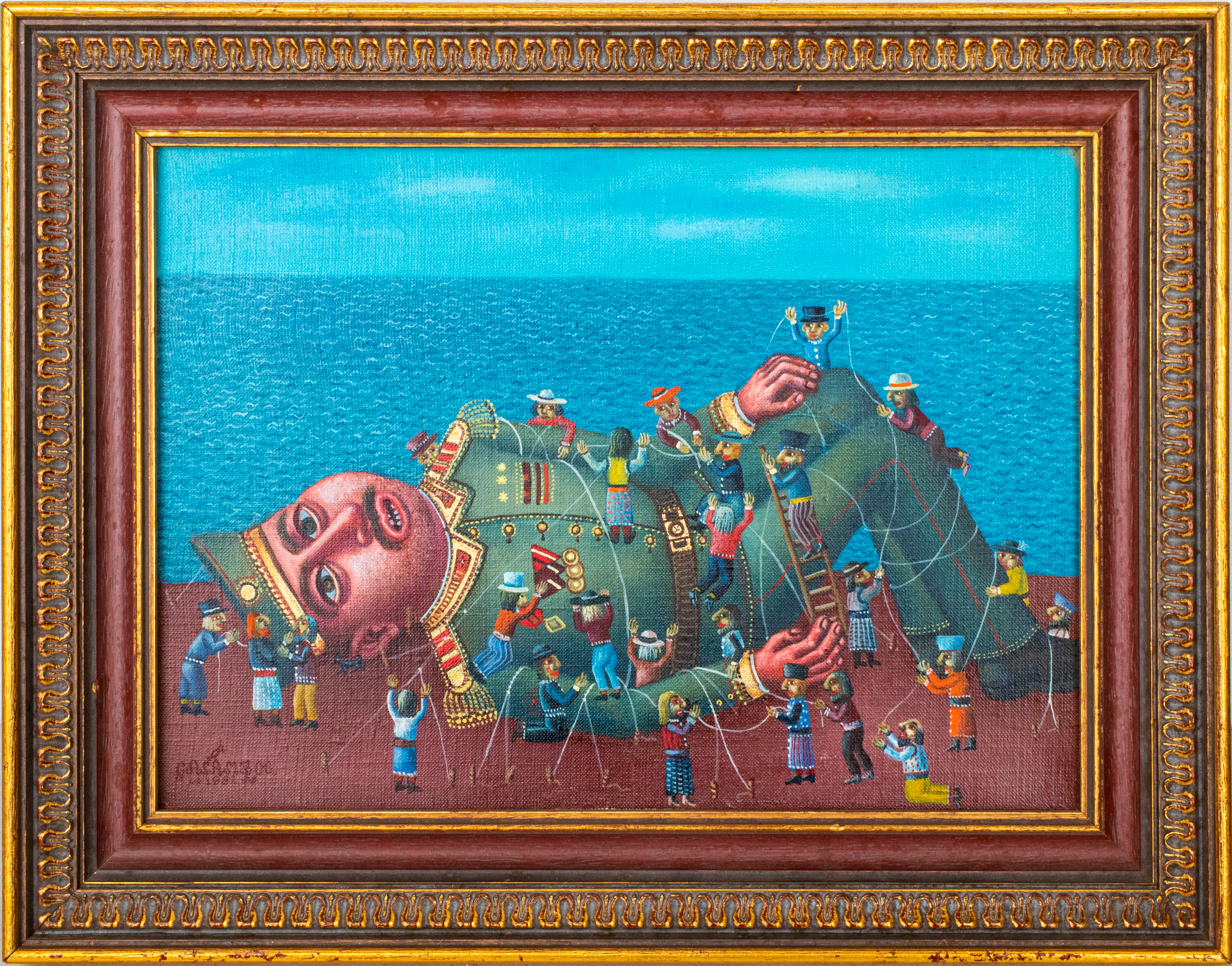 Appraisal: TAMAS GALAMBOS GULLIVER'S TRAVELS OIL ON CANVAS Tamas Galambos Hungarian