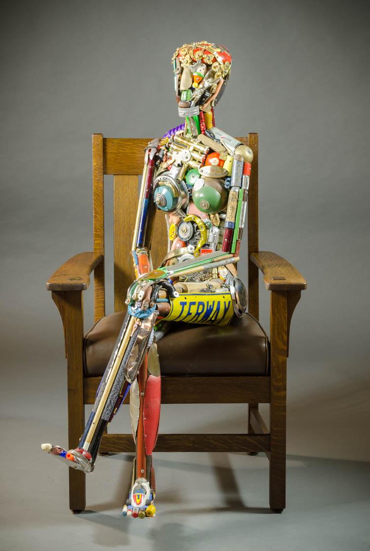 Appraisal: LEO SEWELL ASSEMBLAGE SCULPTURE Pennsylvania born Seated Woman Assembled from