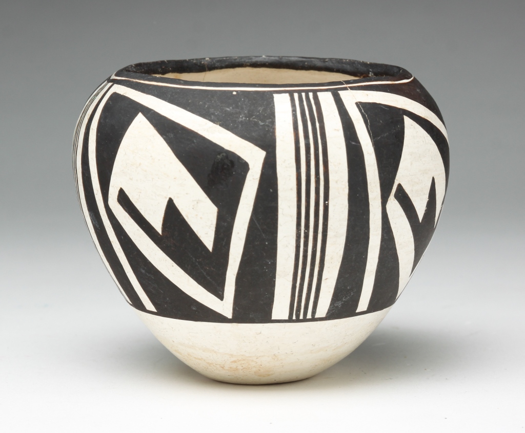 Appraisal: LUCY LEWIS ACOMA POT New Mexico - Signed twice Black