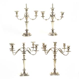 Appraisal: Pairs Sheffield plated -part candelabra Late th c and lights