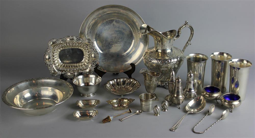 Appraisal: TWENTY-FIVE MISCELLANEOUS PIECES OF SILVER INCLUDING A RUSSIAN ENAMEL TEA