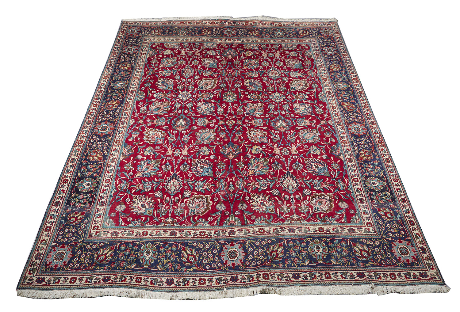 Appraisal: AN INDIAN KASHAN WOOL RUG Profusely embellished with central panel