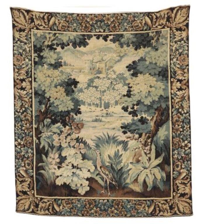 Appraisal: Flemish style machine-woven tapestry th c floral and foliate scroll