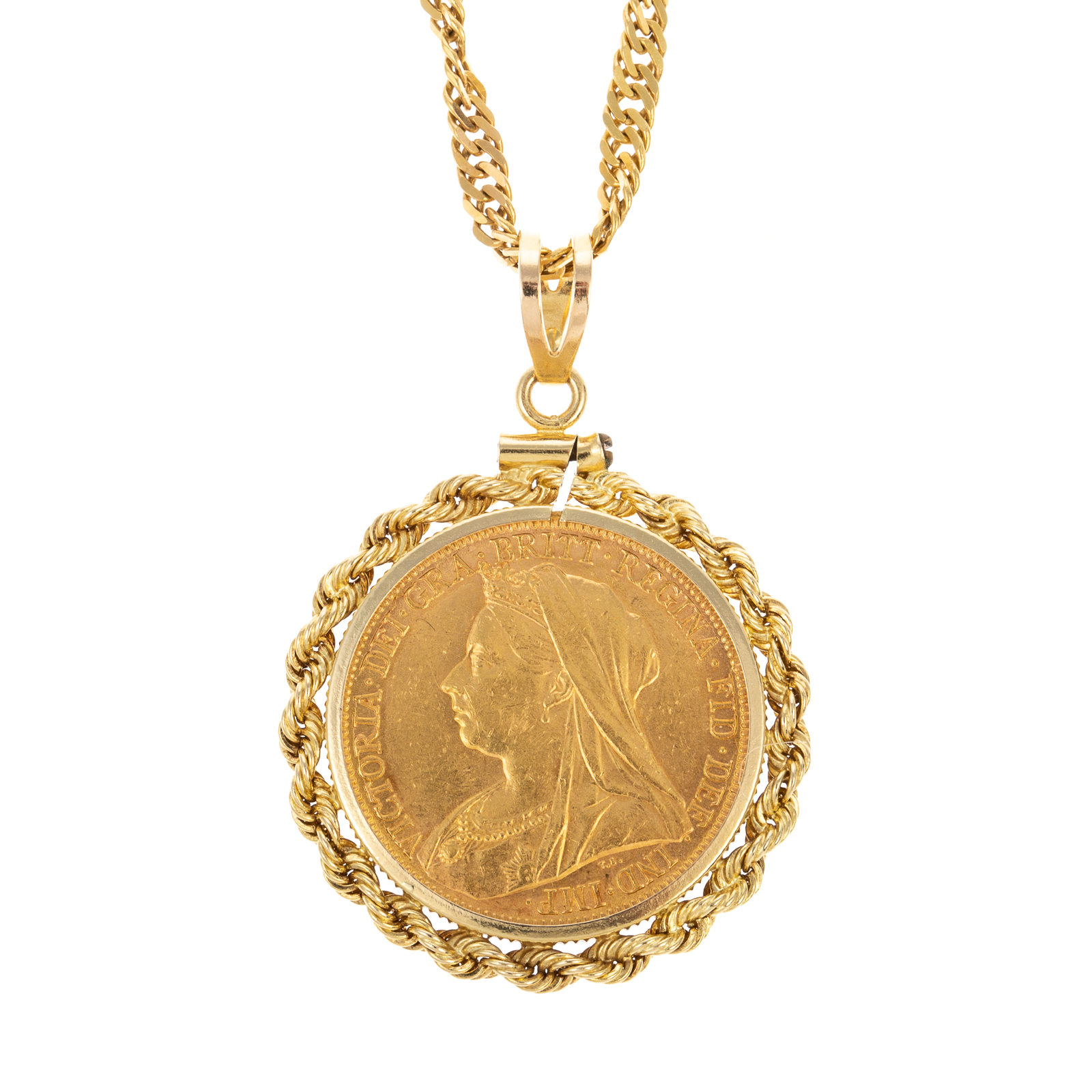 Appraisal: AN -S GOLD SOVEREIGN PENDANT K CHAIN K yellow gold