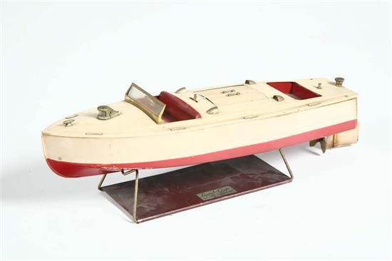 Appraisal: WIND-UP SPEEDBOAT Lionel-Craft metal boat with original white and red