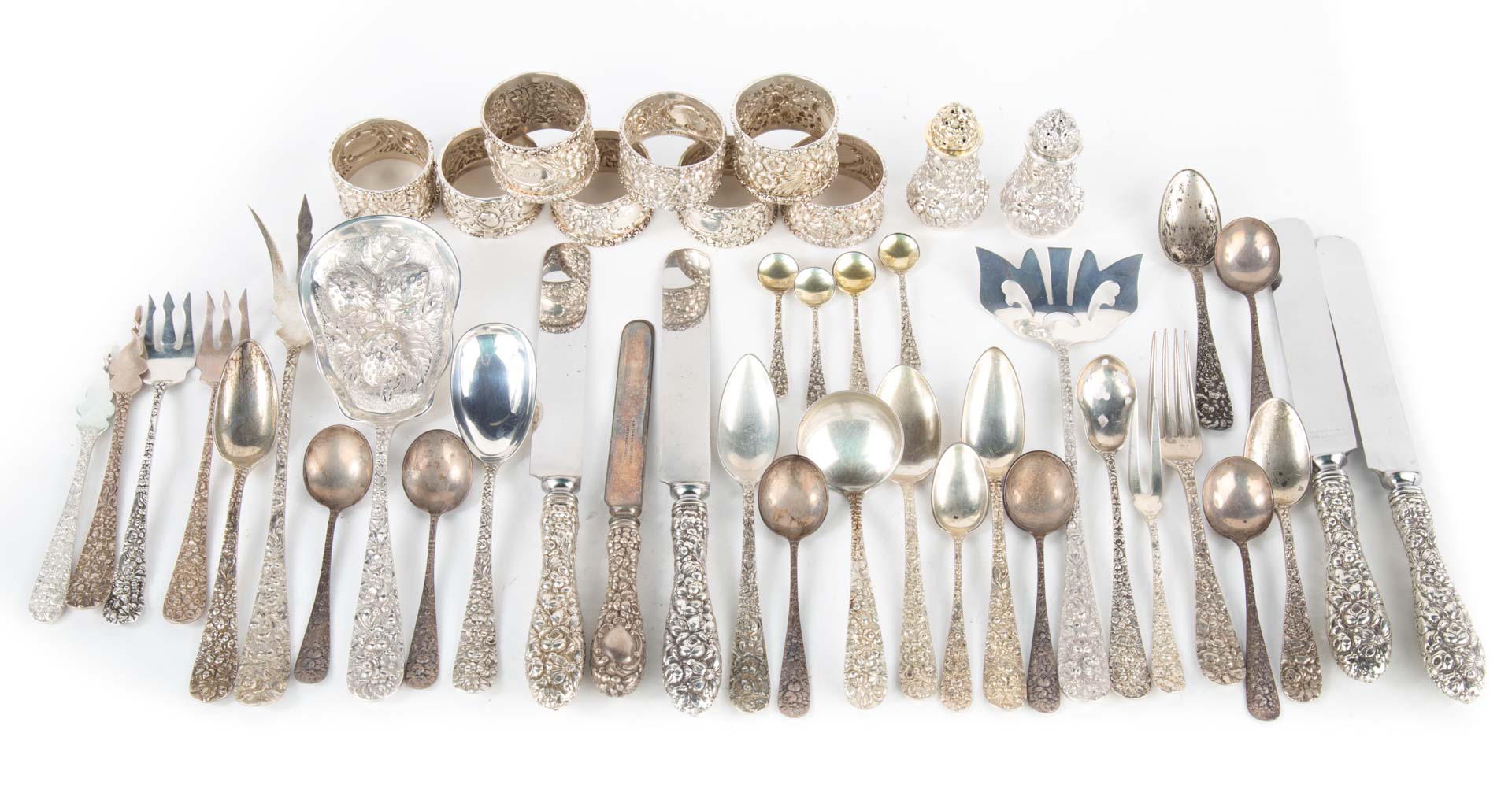 Appraisal: Assorted Stieff sterling flatware napkin rings comprising assorted flatware pieces