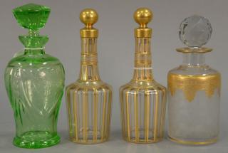 Appraisal: Four crystal bottles with stoppers including pair of crystal gilt