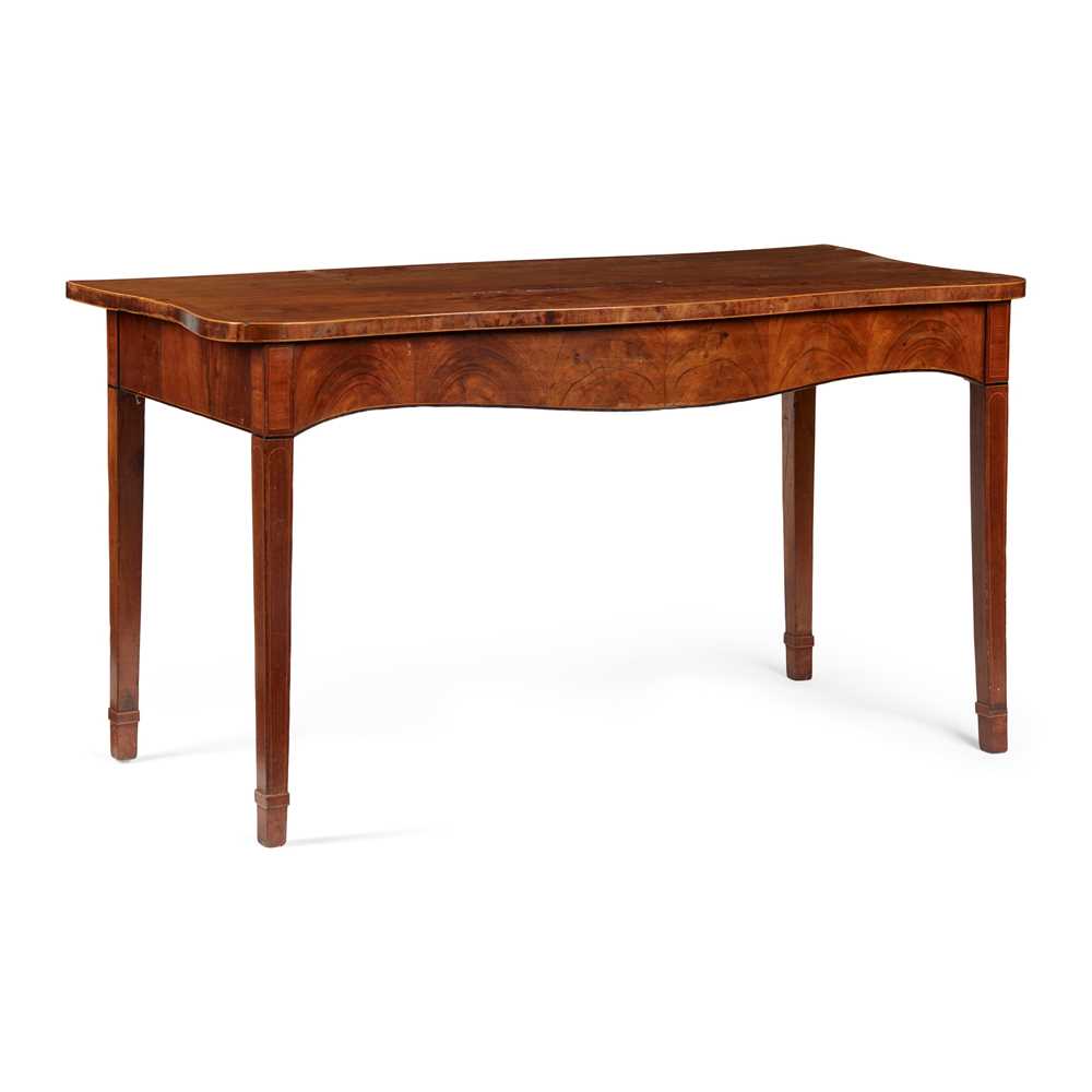 Appraisal: LATE GEORGE III MAHOGANY SERPENTINE SERVING TABLE PROBABLY SCOTTISH LATE