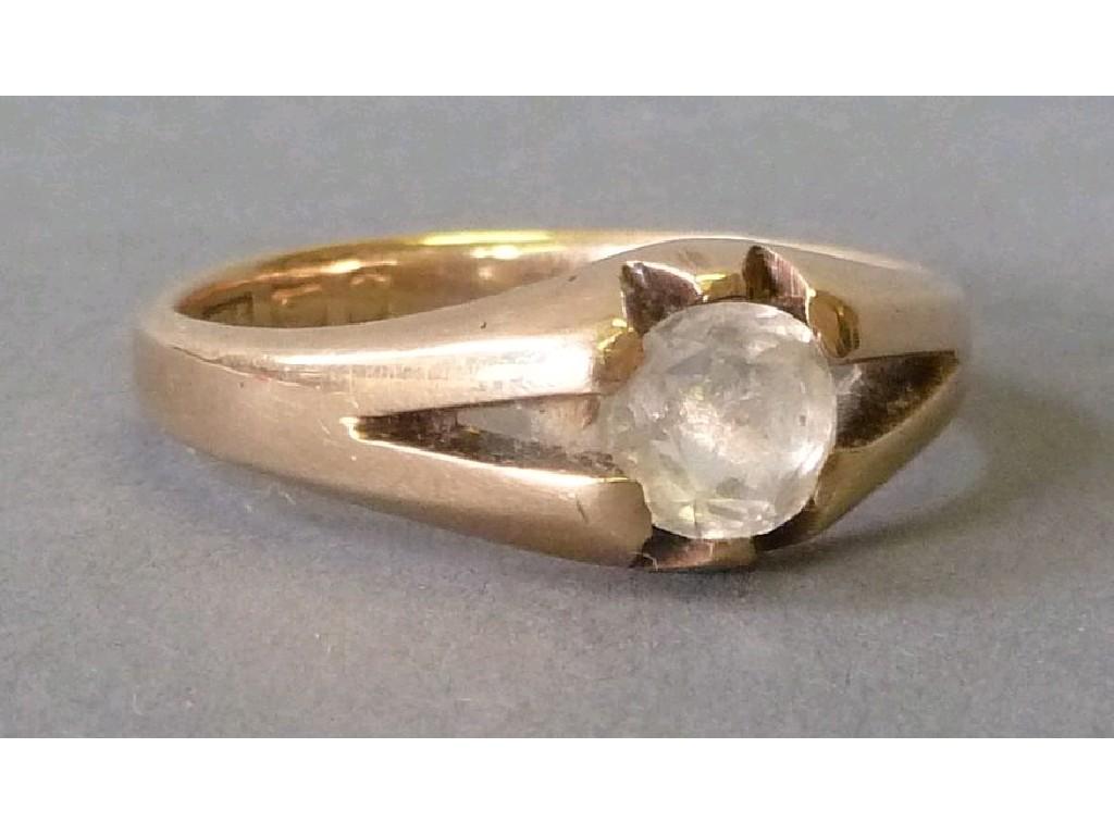 Appraisal: ct GOLD RING set with a solitaire white stone gms